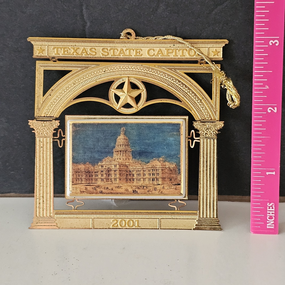 Vintage 2000s Texas Capitol Brass Ornaments Set Of 3 - Picture 10 of 10